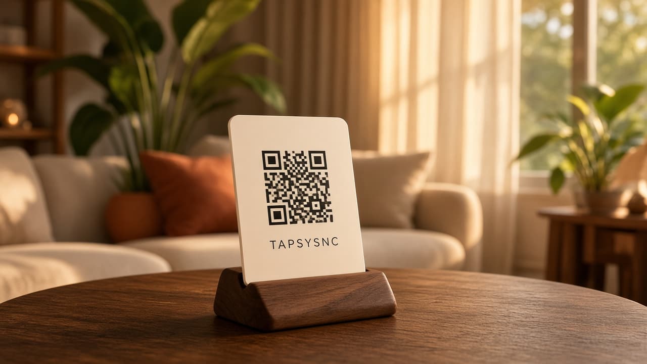 A TAPSYNC Wi-Fi stand in a living room