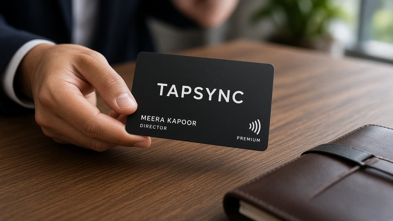 Offering a TAPSYNC Premium card across a table